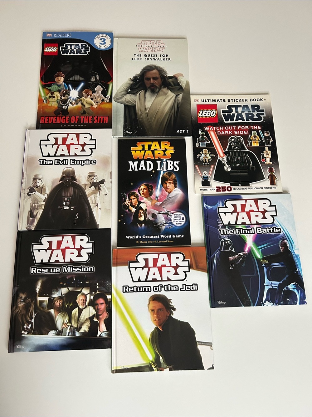 Star Wars Book Bundle Kids including Mad Libs and Lego Sticker Book 8 Total